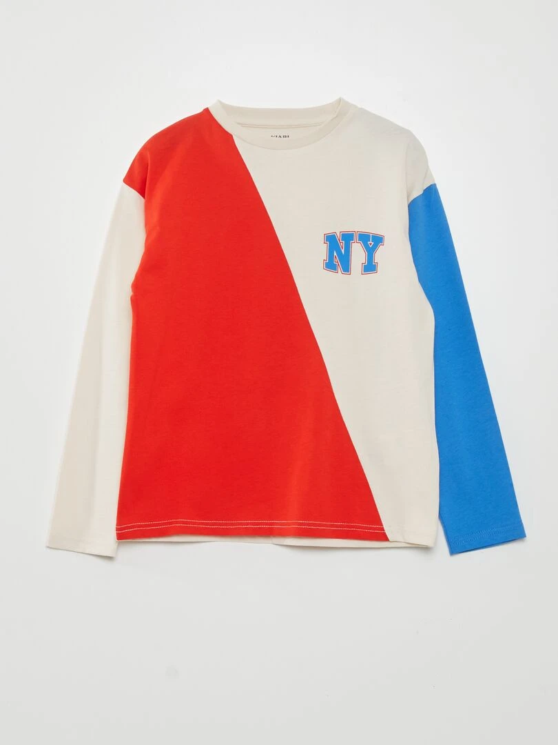 T shirt manches longues 'New York' Blanc/bleu/rouge