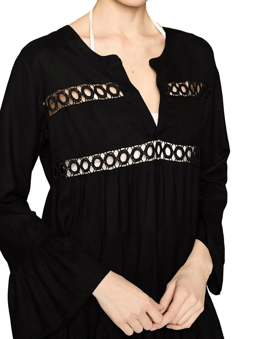 Tunique estivale chemisier Lola   Noir