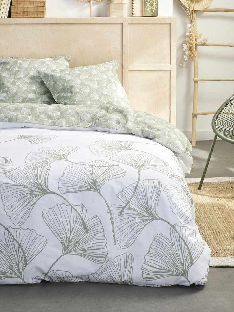 Parure de lit imprimé Floral coton SUNSHINE TESS Blanc