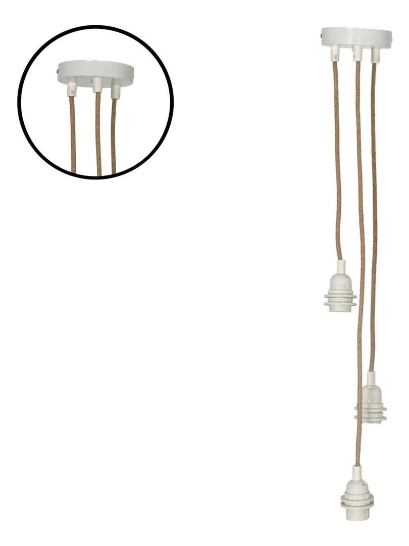 Suspension douille à 3 câbles Blanc