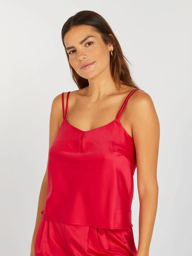 Débardeur de pyjama en satin 'Sans Complexe' Rouge