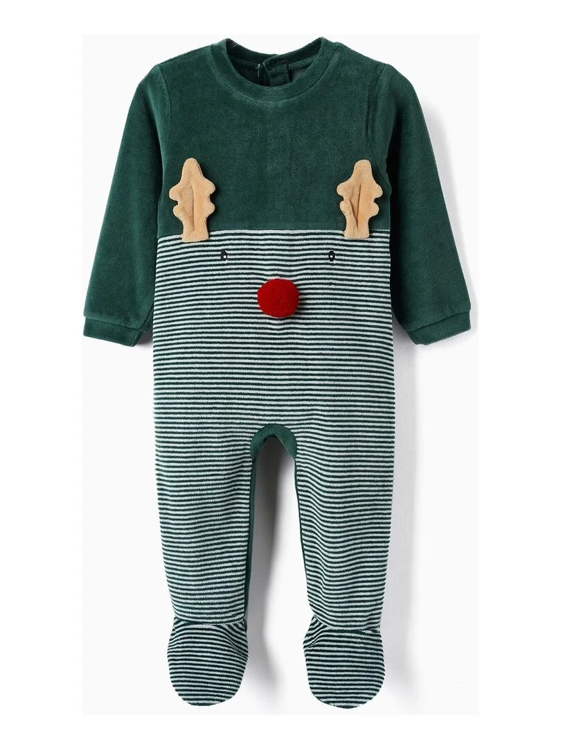 Grenouillère en velours pour bébé 'Rodolphe Noël' NOËL Vert foncé