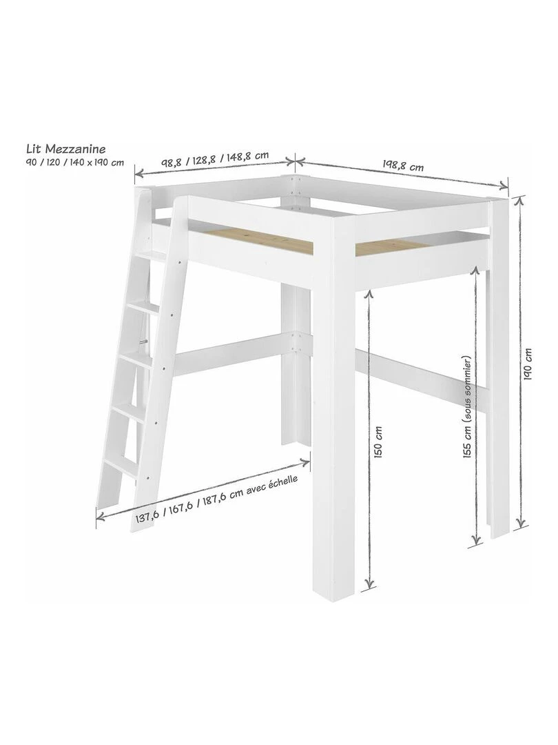 Pack lit mezzanine avec matelas Ali   AKITEN RETAIL   Marron