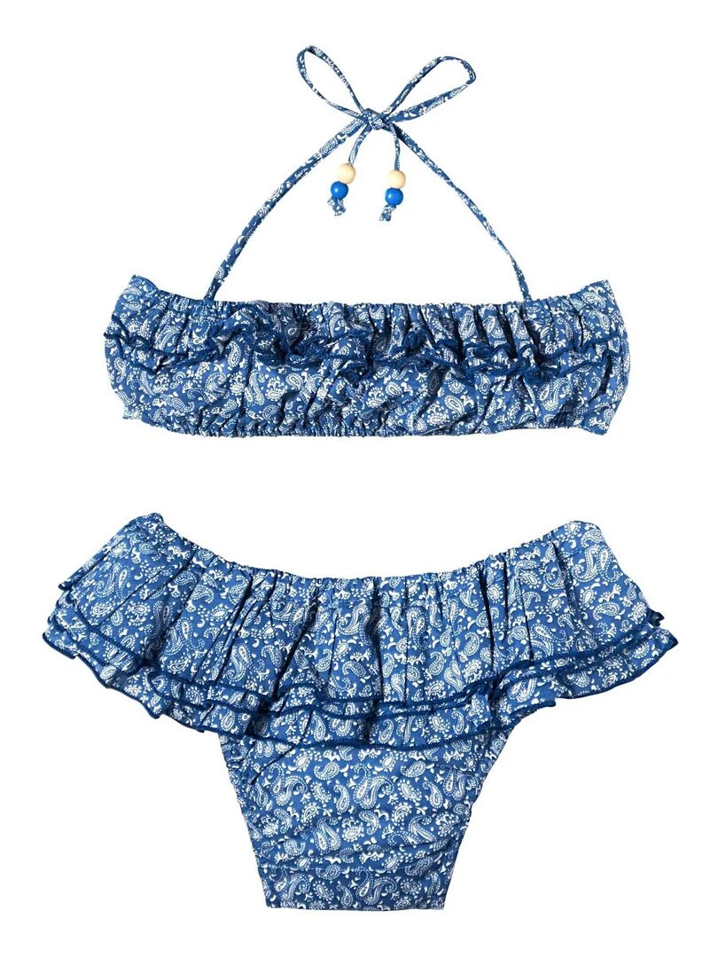 Maillot de Bain 2 Pièces Fille Cachemire Marine SWAN 'LA FAUTE A VOLTAIRE' Bleu Bleu marine Blanc
