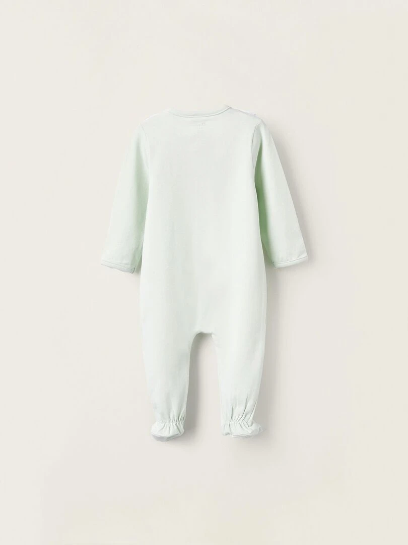 Grenouillère en Coton avec Broderie Anglaise pour Nouveau Née Bleu clair