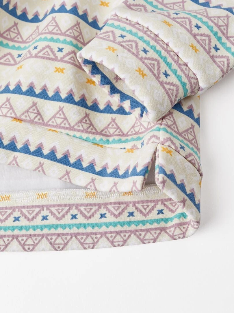 Sweat thermique avec motif ethnique pour fille   NORTHERN CALLING   Blanc