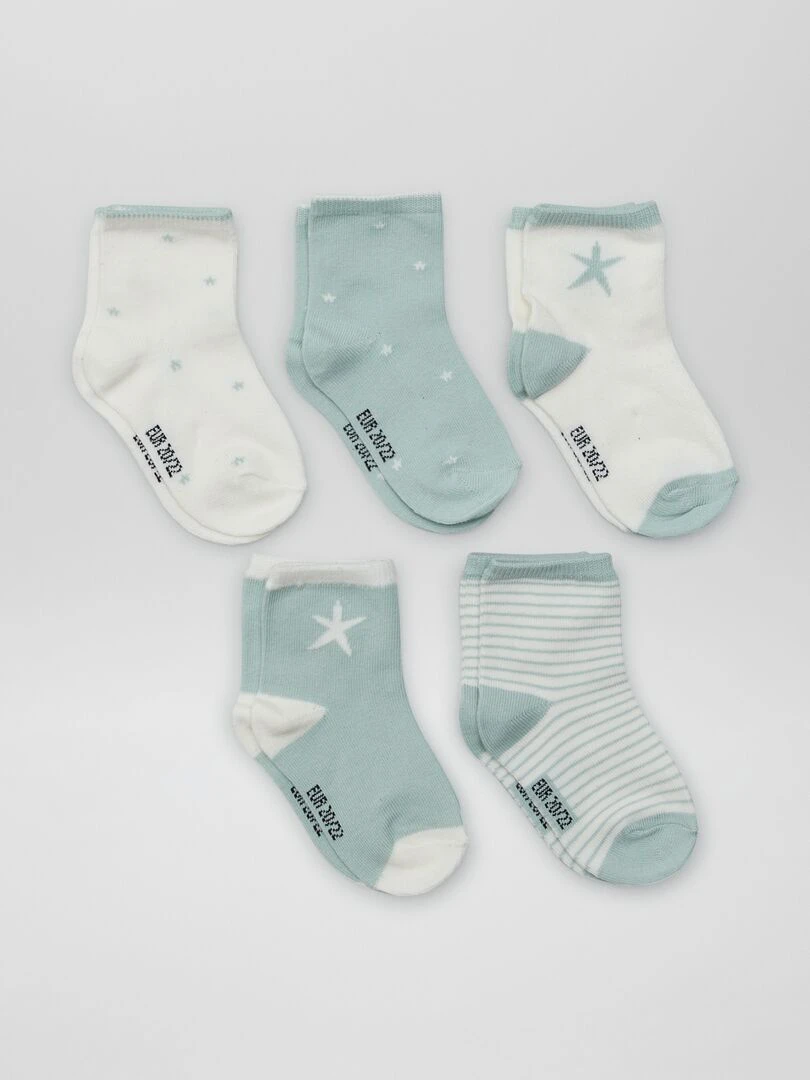 Lot de 5 paires de chaussettes Vert/blanc