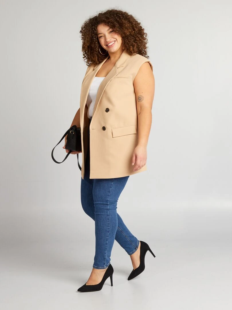 Veste tailleur sans manches Beige