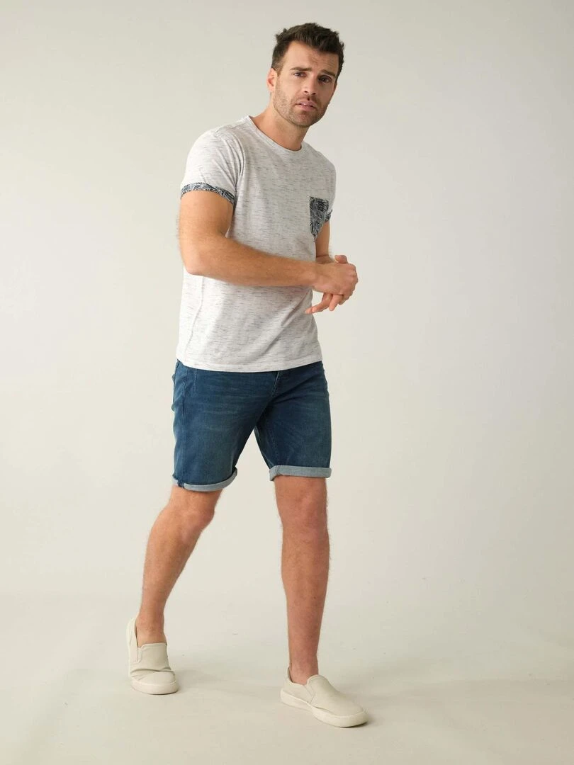 T shirt en coton et col rond pour homme 'Deeluxe'   Blanc