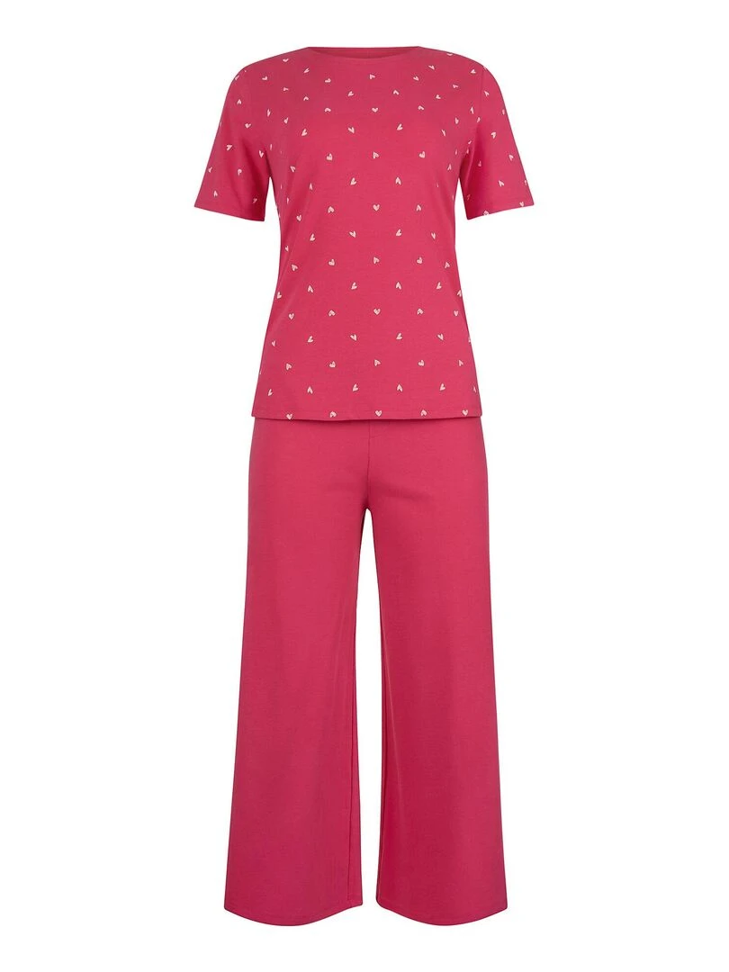 Pyjama pantacourt t shirt True Love   Rouge