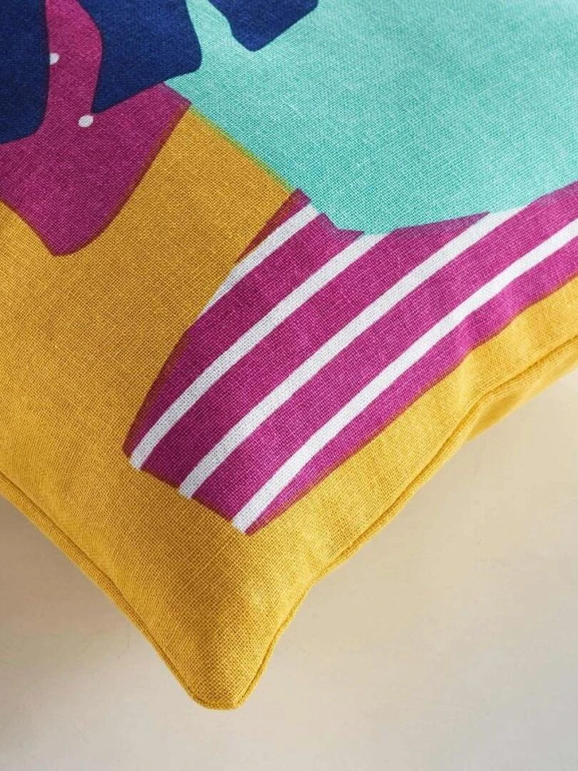 Coussin déhoussable 30x50 cm Exagone coton   Jaune