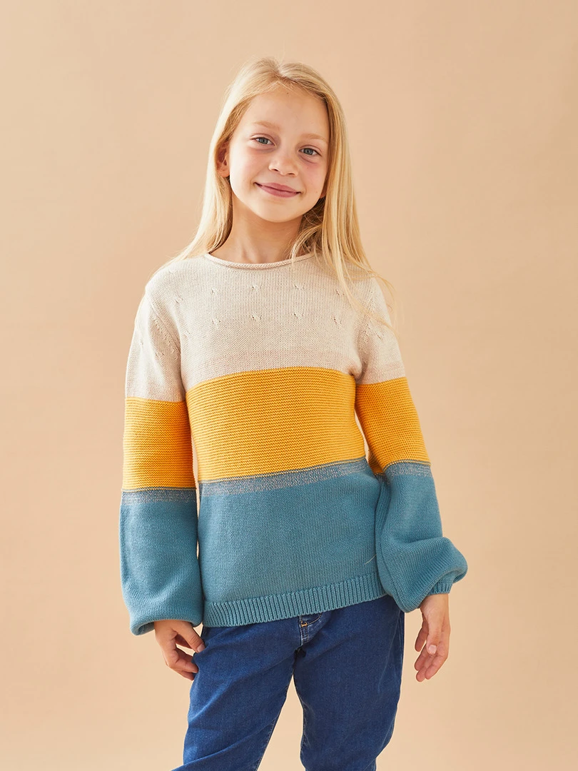 Pull Tricot Tricolore Jaune
