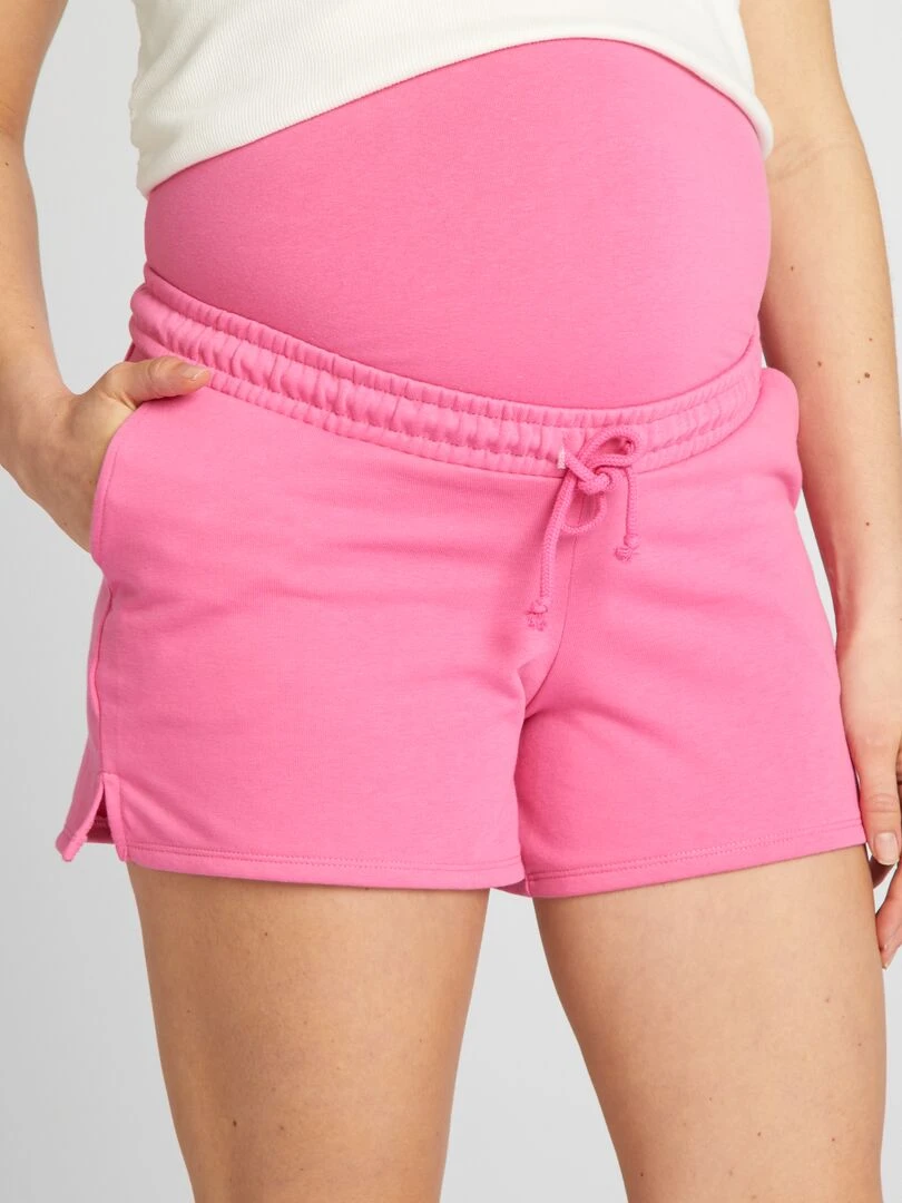 Short grossesse en molleton uni rose