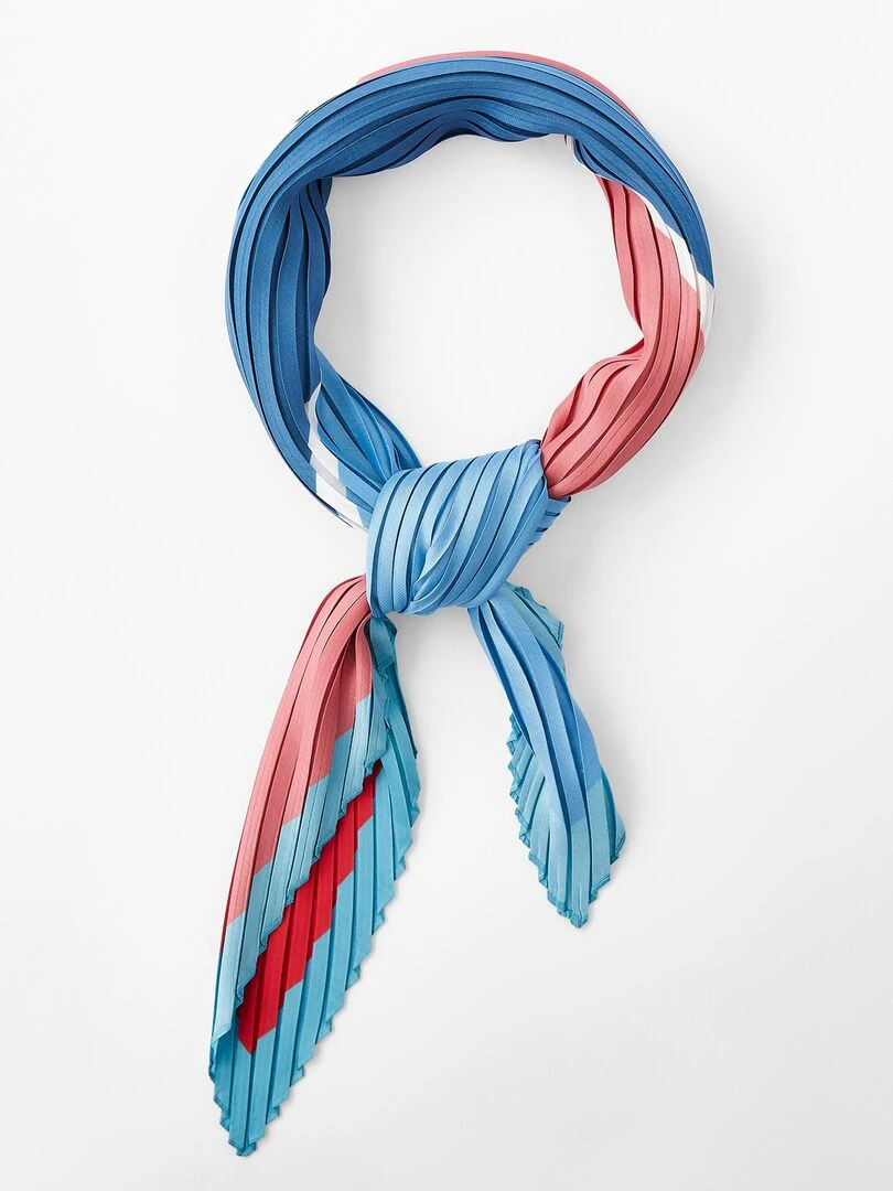 Foulard carré plissé satiné Damart Bleu