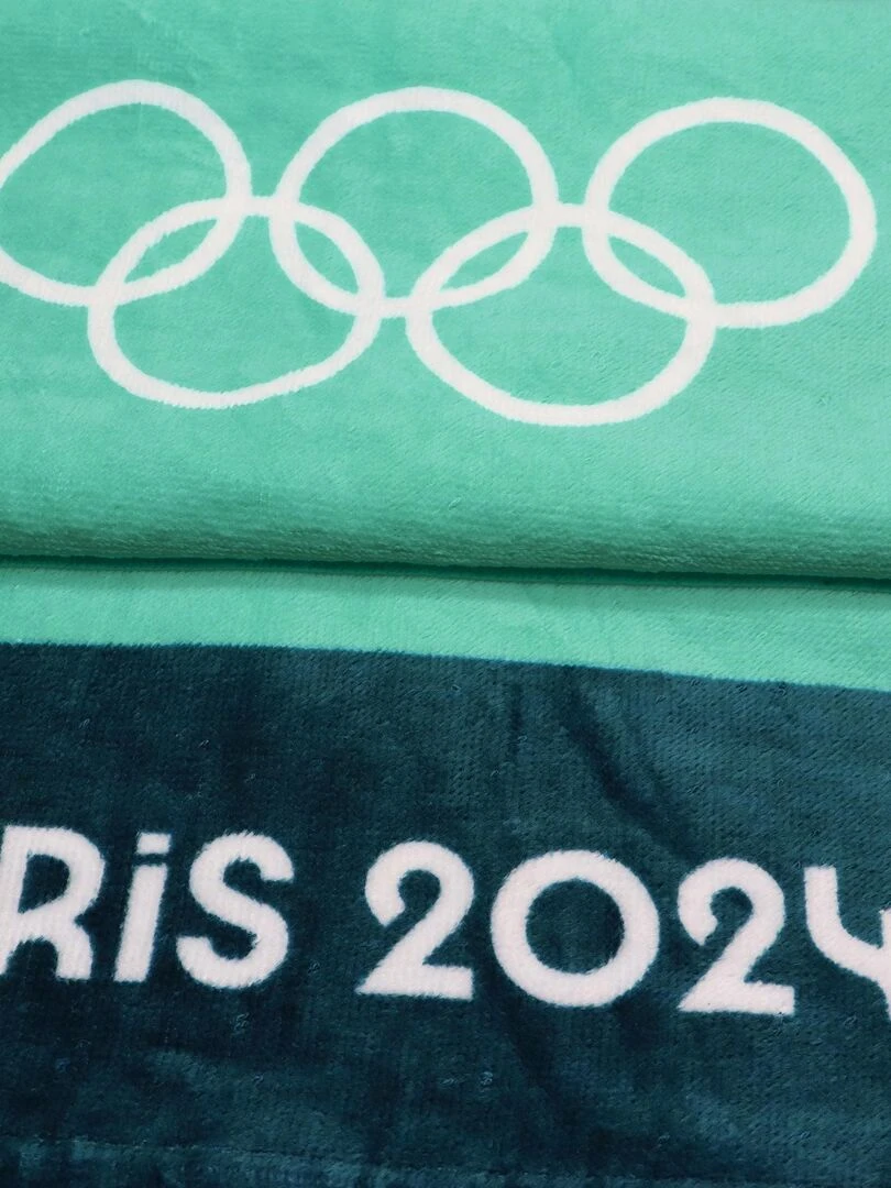 Drap de plage imprimé 100% coton  PARIS 2024 JEUX OLYMPIQUES VAINQUEUR   Vert