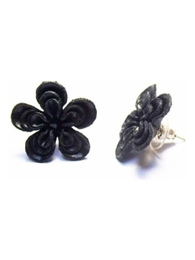 Boucle d'Oreilles FLEUR CUIR Bijoucolor Argent