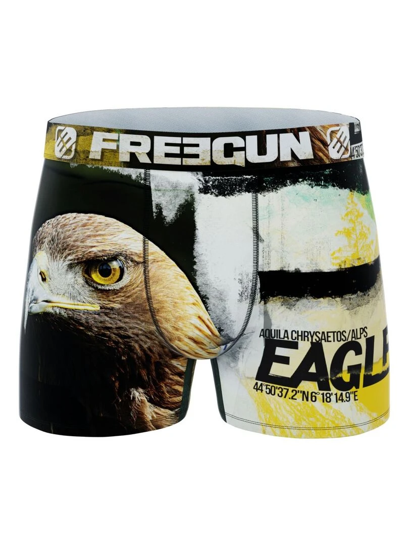 Lot de 4 boxers homme polyester recyclé Savage Animals Freegun   Noir