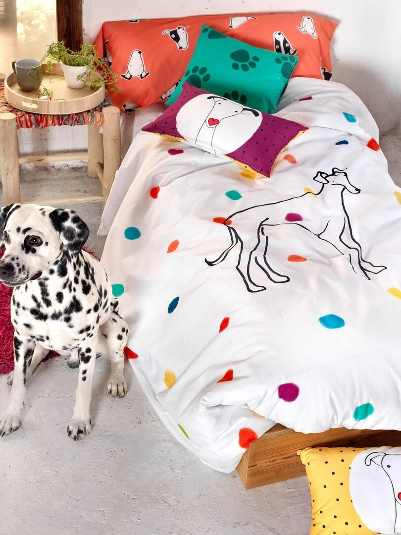 Parure housse de couette 2 pièces Greyhound "Happyfriday" Blanc