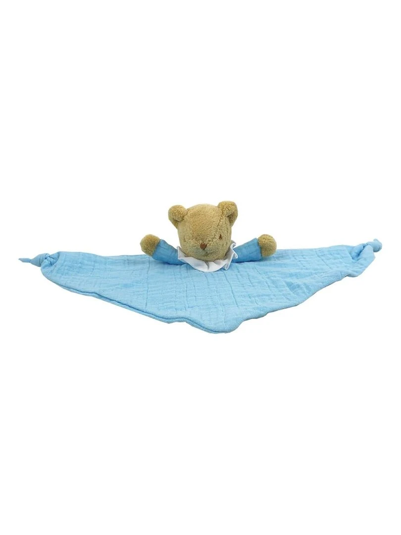 Hochet Doudou Plat Triangle Ours En Coton Bio Bleu Ciel (20 Cm) N/A