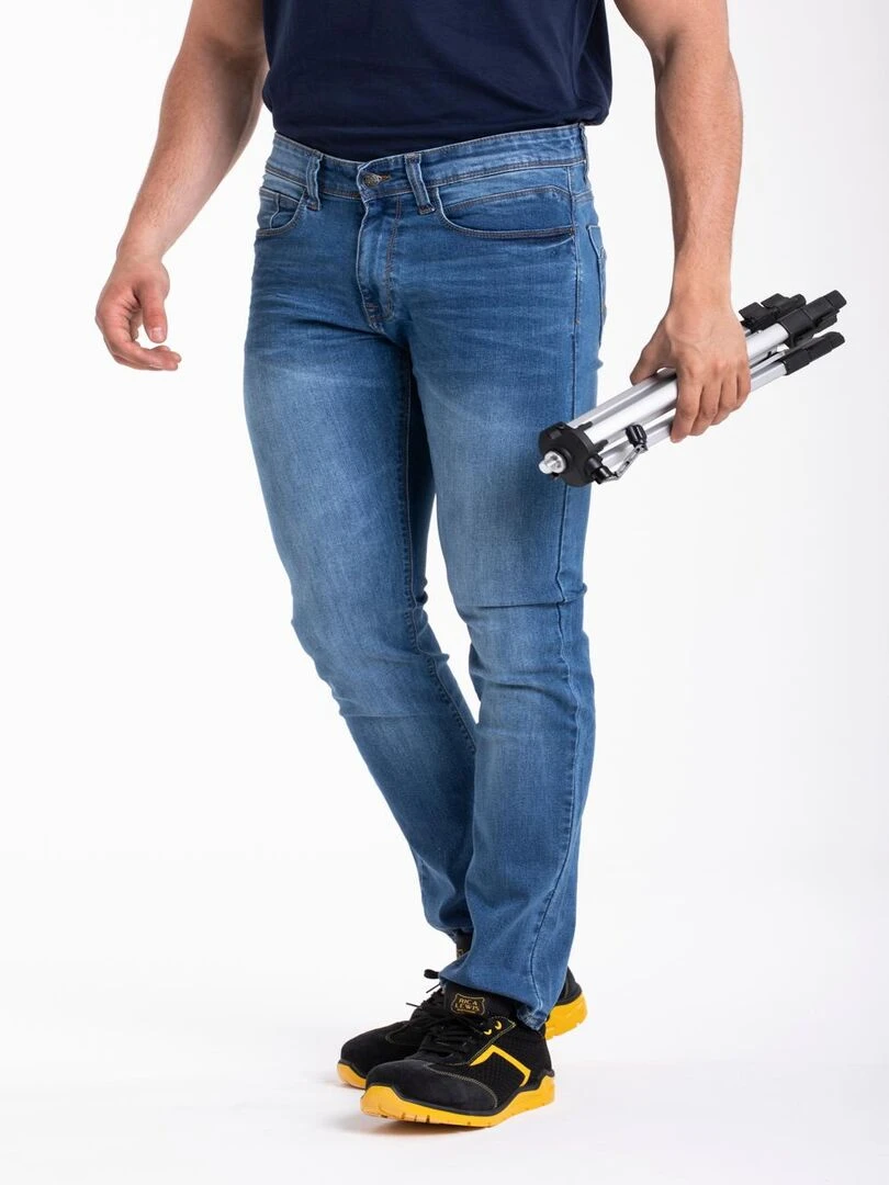 Jeans de travail coupe droite ajustée stretch super stone washed WORK1 'Rica Lewis' Bleu