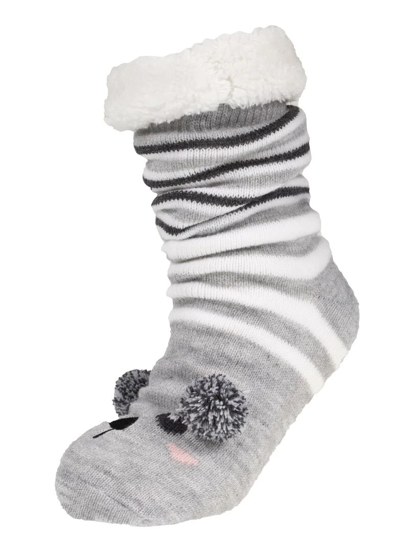 Chaussettes Femme pompons Ours Multicolore