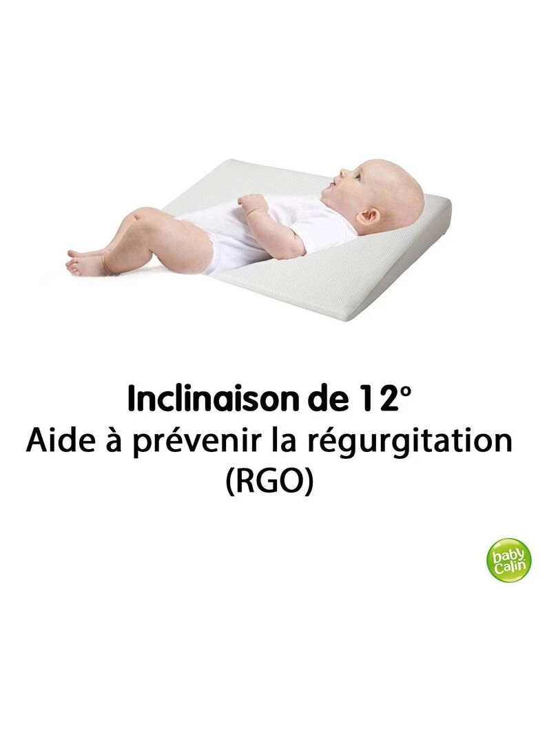 Plan incliné déhoussable 16kg/m3 pour lit 60x120cm   Blanc
