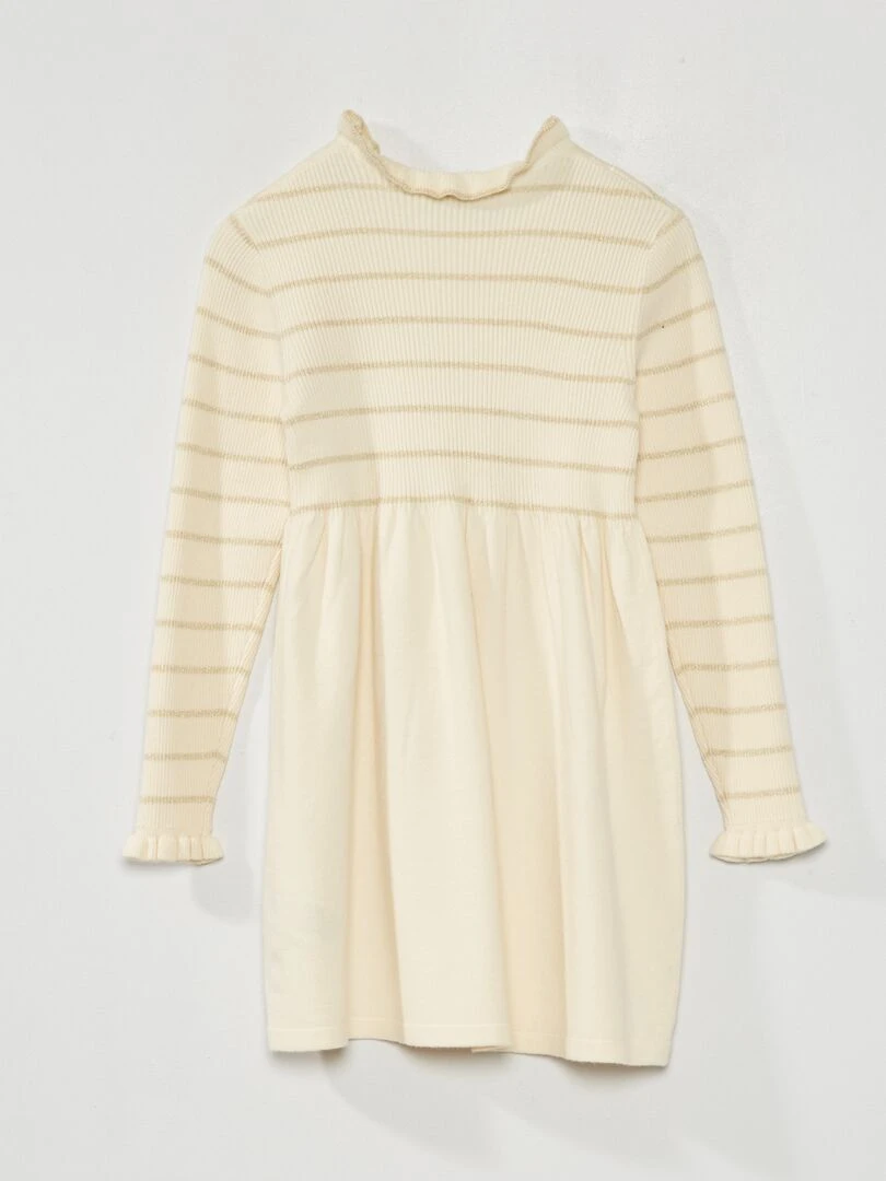 Robe pull à rayures Beige