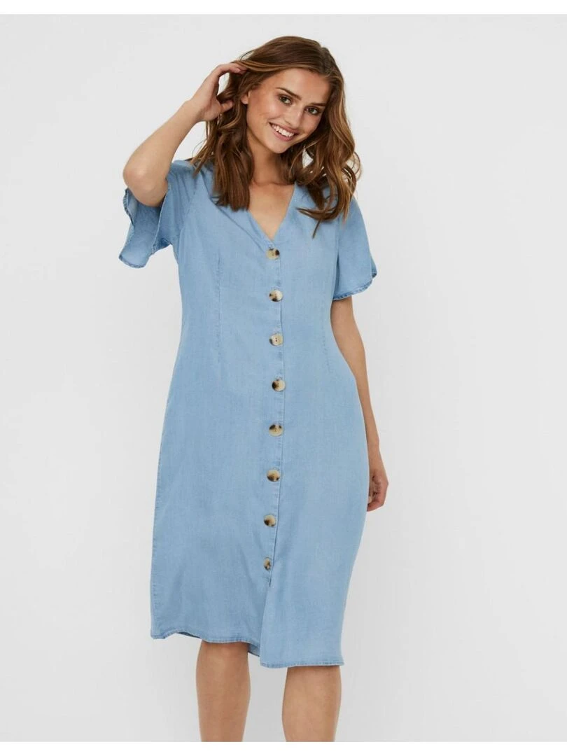 Robe 3/4 en denim Vero Moda Bleu