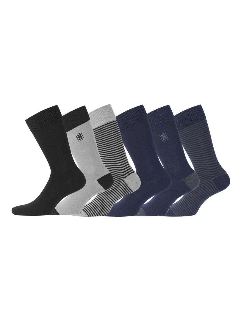 Lot de 6 Paires de Chaussettes de ville coton homme Serge Blanco Gris