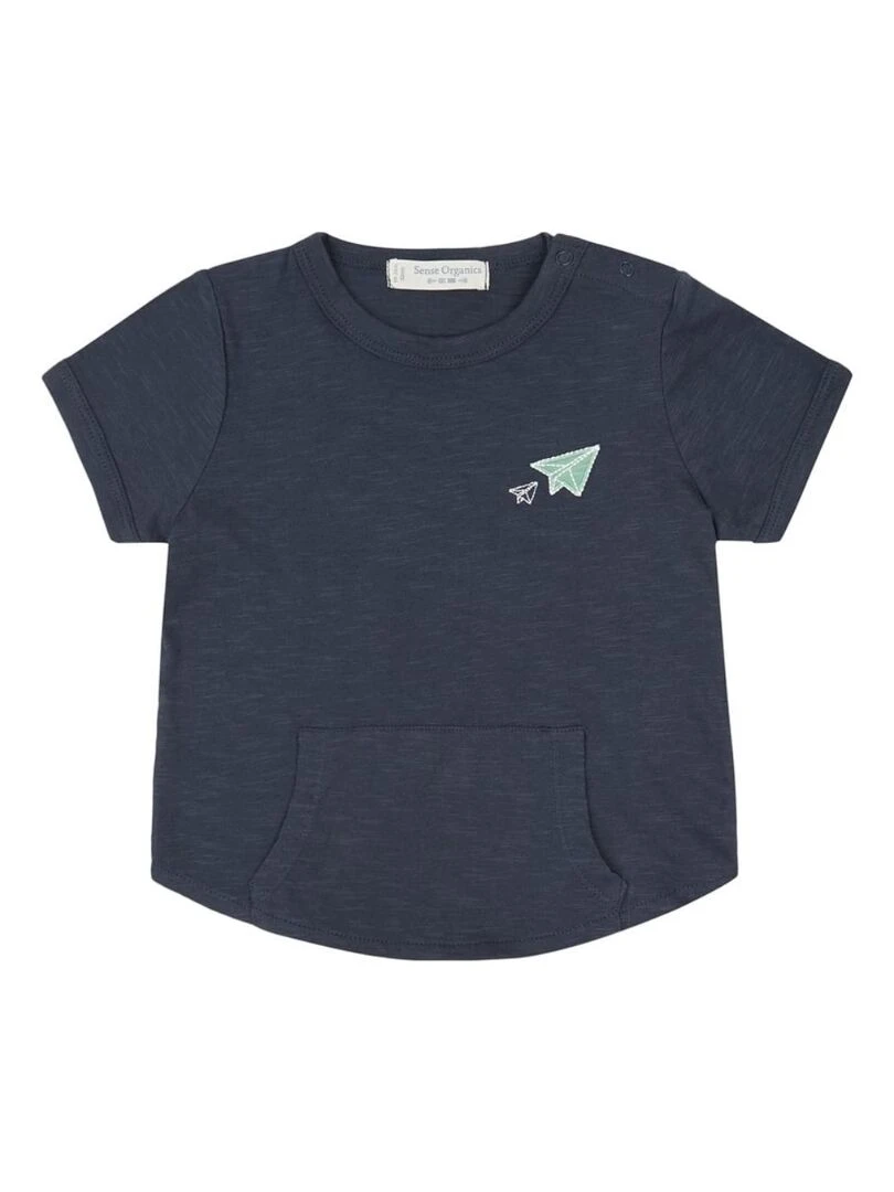 T Shirt Bébé Bio Avion Bleu marine