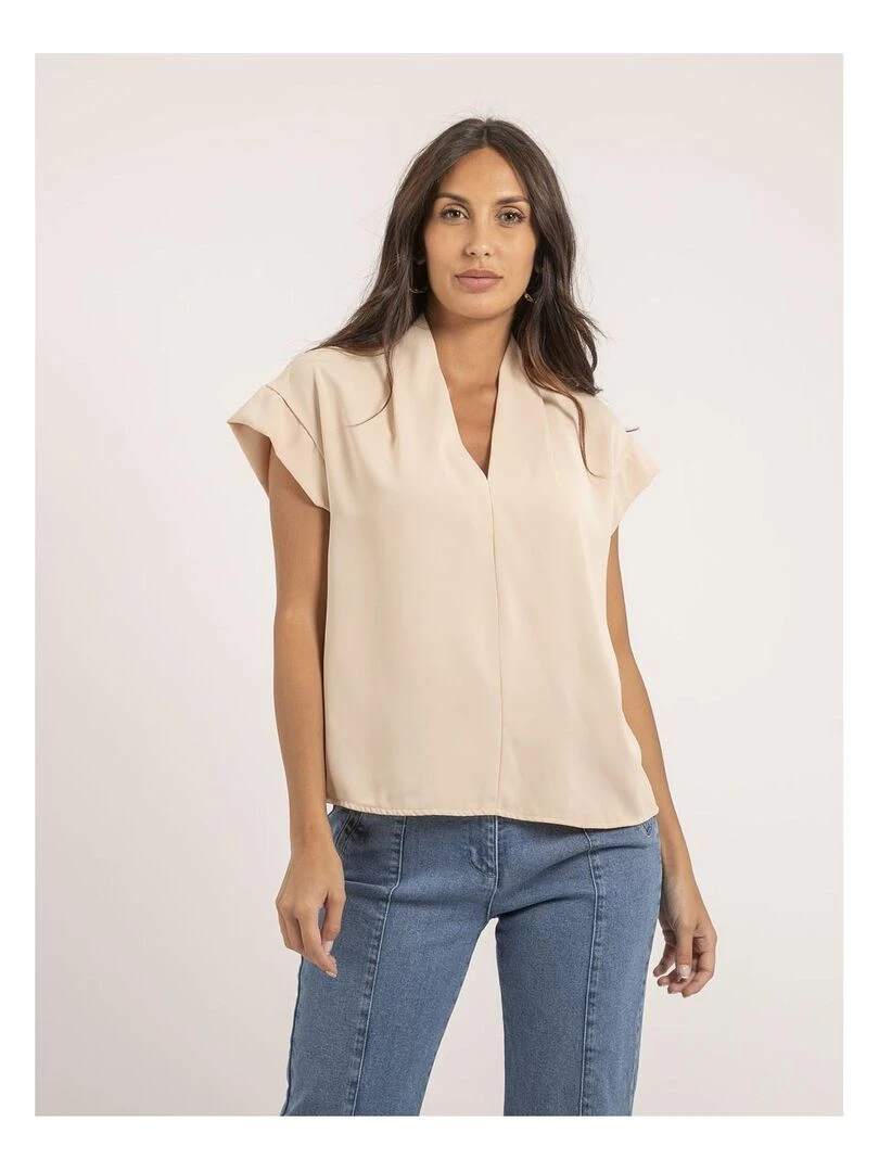 Blouse col V FATNA Beige