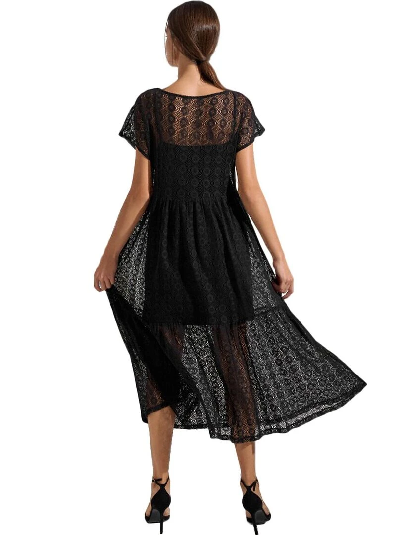 Robe longue estivale manches courtes Rimini Noir