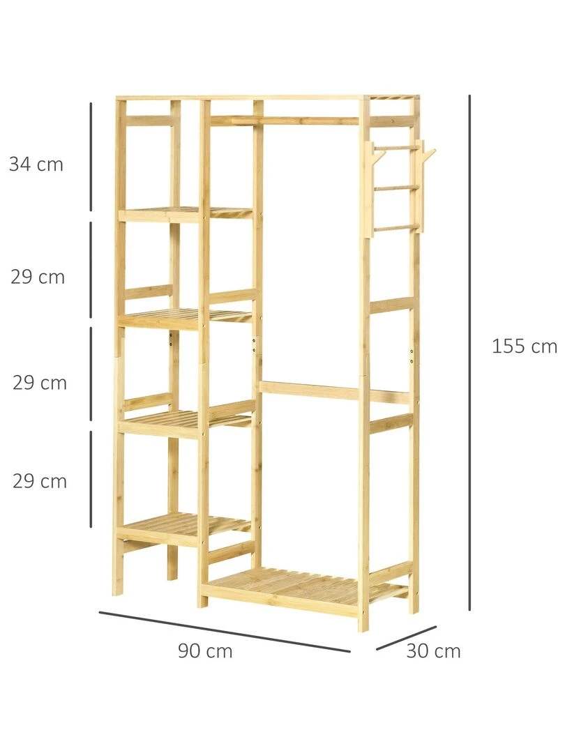 Penderie porte manteaux bois bambou   Beige