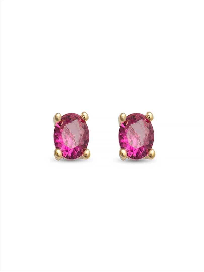 Boucles d'oreilles otieno en argent 925 et zircon rubis plaqué or 18K Rose