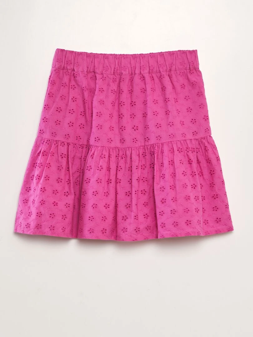 Jupe évasée en broderie anglaise Fuschia