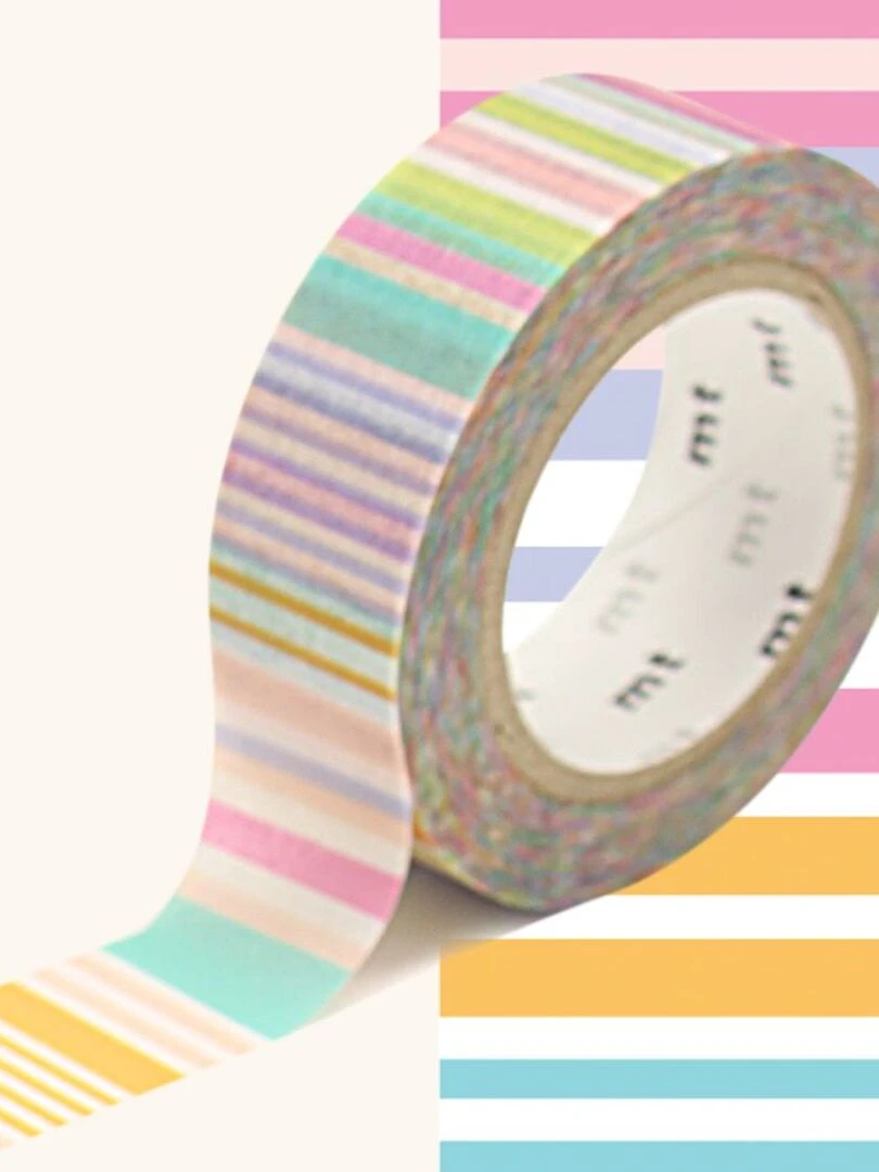 Masking tape multi lignes pastel 1 5 cm x 7 m N/A