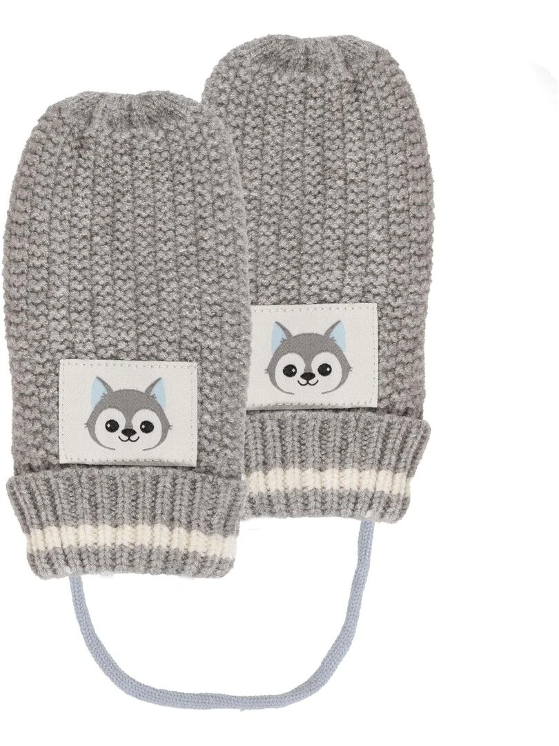 Moufles maille Enfant 2/4 ans Gris loup Soft Touch Gris