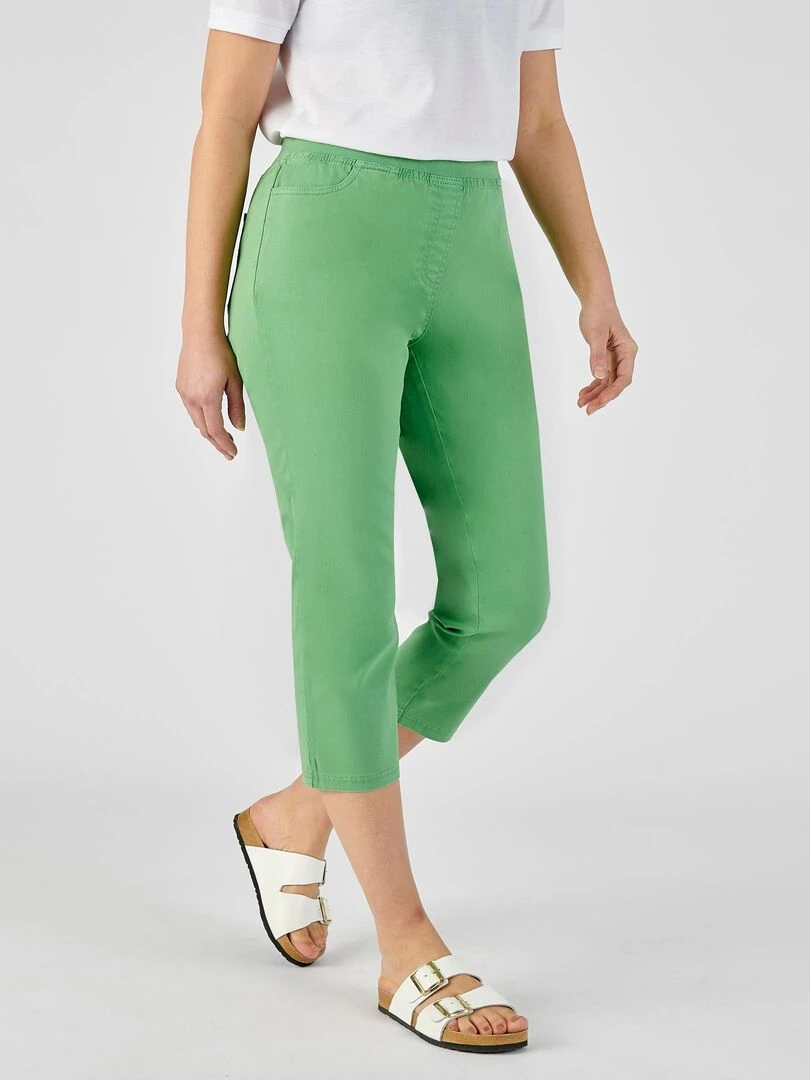 Pantacourt gabardine extensible Damart Vert