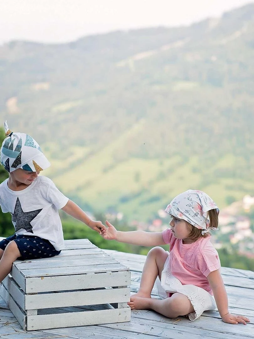 Casquette bandana bébé en bambou  Spring   Rose
