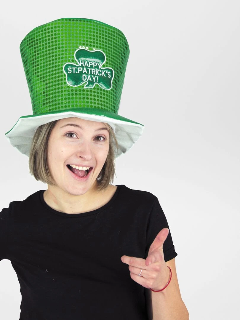 Chapeau Saint Patrick à sequins Vert