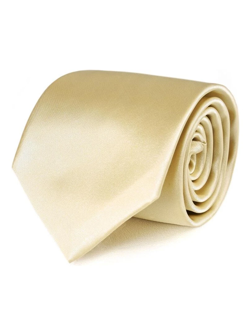 Cravate Satin Unie Fabriqué en Europe Ecru