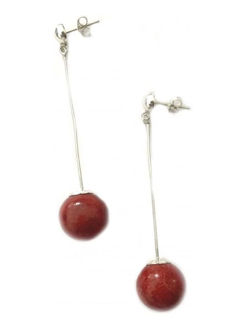 Boucles d'oreilles longues gorgone Bijoucolor Rouge