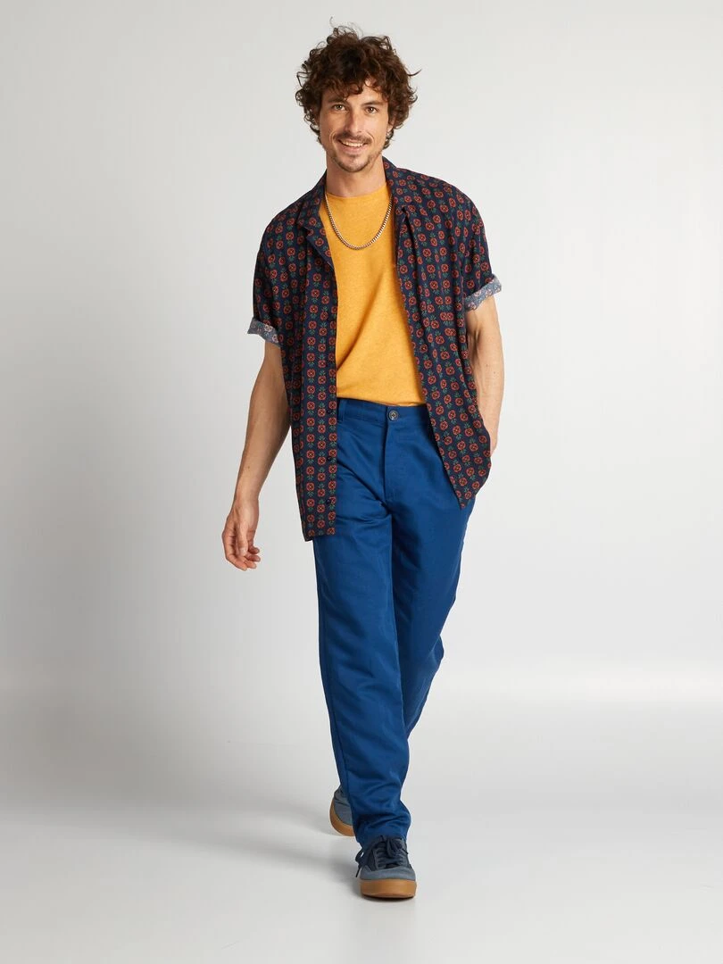 Chemise imprimée à manches courtes Bleu marine