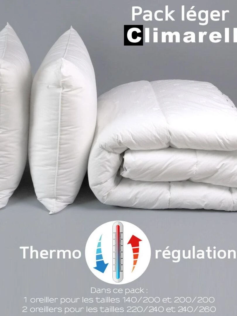 DODO Pack Climarelle® Thermorégulation couette LEGERE + oreiller Blanc
