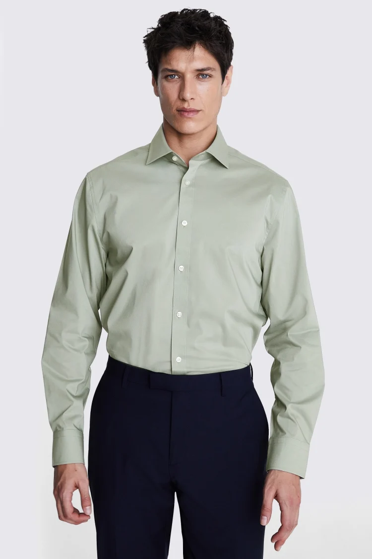 Regular Fit Sage Green Stretch Shirt Buy Online at Moss