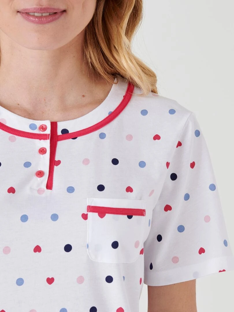 Chemise de nuit manches courtes jersey imprimé Damart Rose