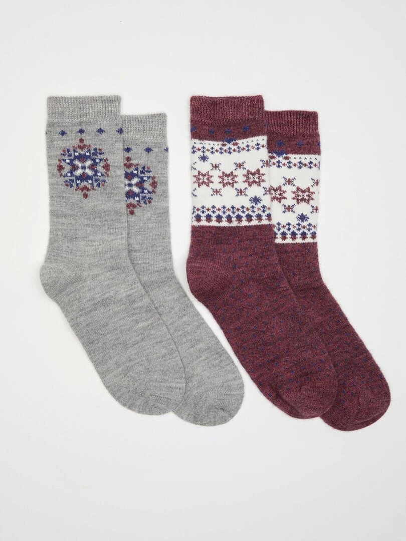 Lot de 2 paires de chaussettes maille laineuse Thermolactyl Damart Mauve