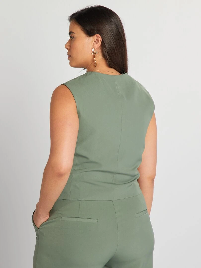 Gilet court de tailleur sans manches   Vert