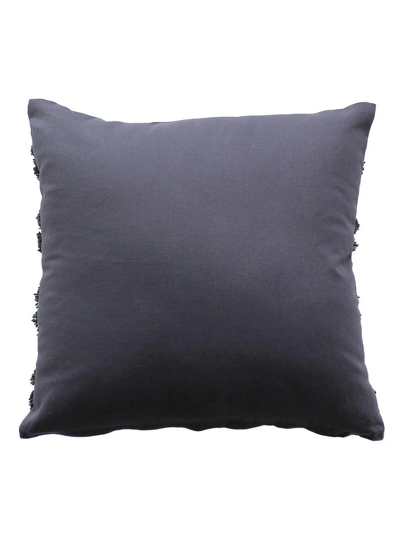 Coussin déhoussable aux broderies Effet laine Gris foncé