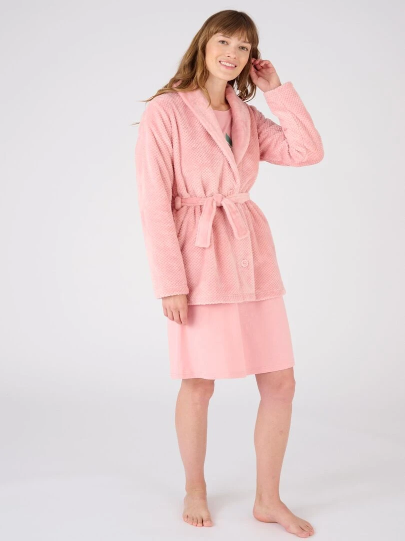 Robe de chambre maille moelleuse Thermolactyl   Damart   Rose